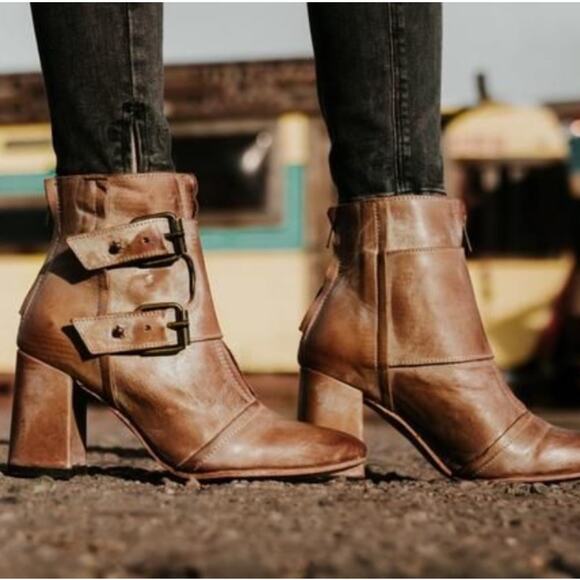 Freebird by Steven 6 Joey Tan Brown Buckle booties - Picture 2 of 9